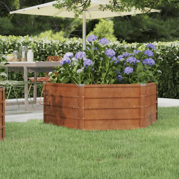 Lit surélevé de jardin rouillé 129x129x45 cm acier corten – Image 1