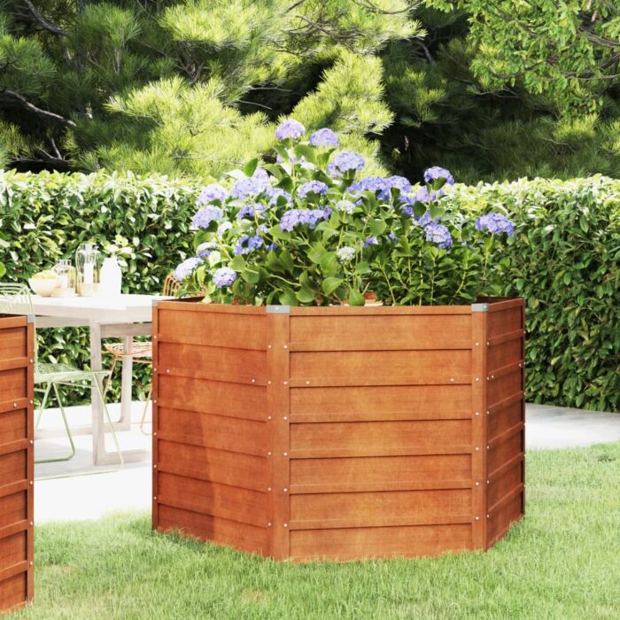 Lit surélevé de jardin rouillé 129x129x77 cm acier corten – Image 1