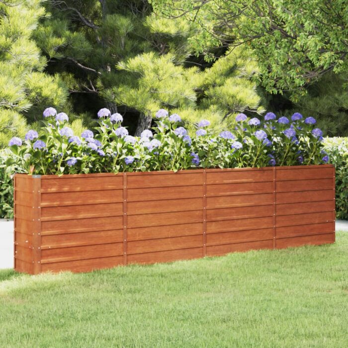 Lit surélevé de jardin rouillé 320x40x77 cm acier corten – Image 1