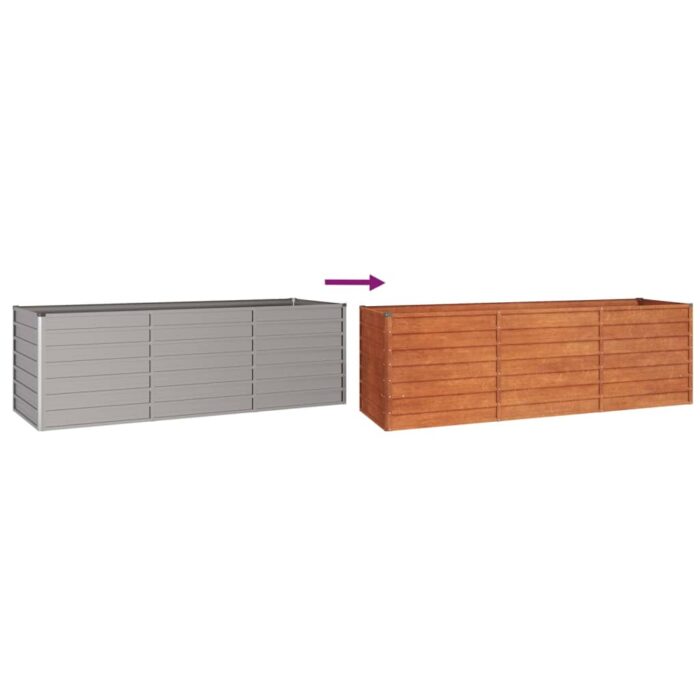 Lit surélevé de jardin rouillé 240x80x77 cm acier corten – Image 4