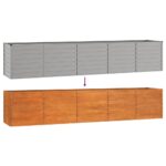 Lit surélevé de jardin rouillé 400x80x77 cm acier corten – Image 4