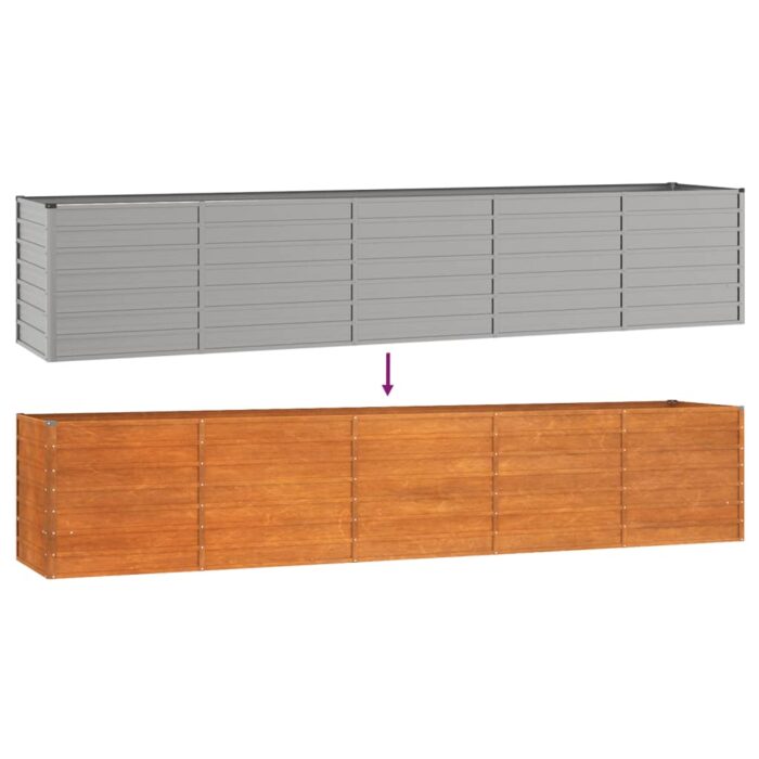 Lit surélevé de jardin rouillé 400x80x77 cm acier corten – Image 4