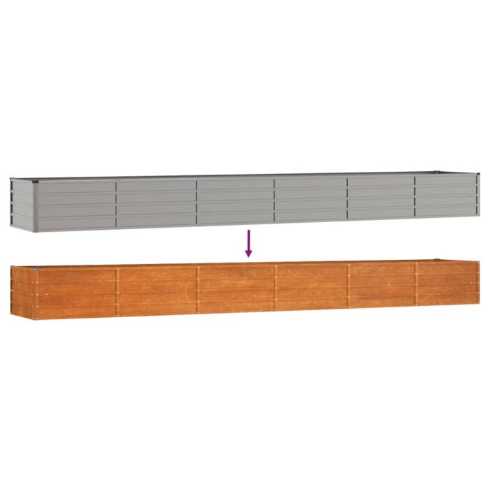 Lit surélevé de jardin rouillé 480x80x45 cm acier corten – Image 4