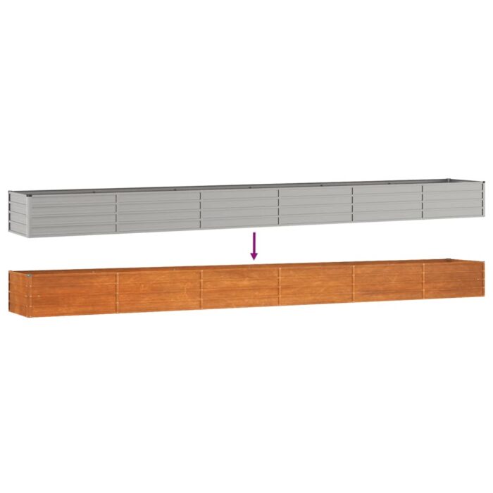 Lit surélevé de jardin rouillé 600x80x45 cm acier corten – Image 4