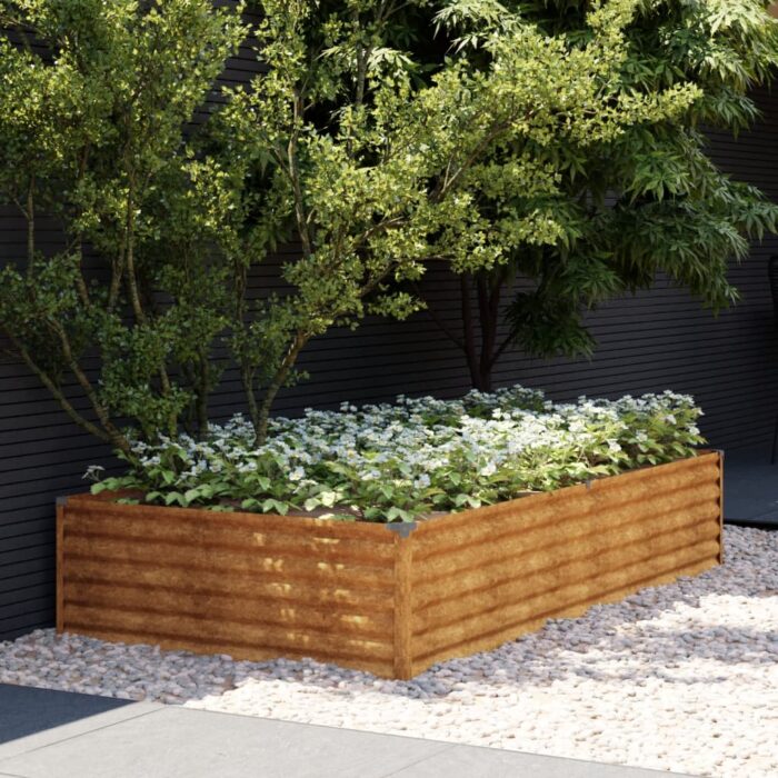 Lit surélevé de jardin 195x100x36 cm acier corten – Image 1