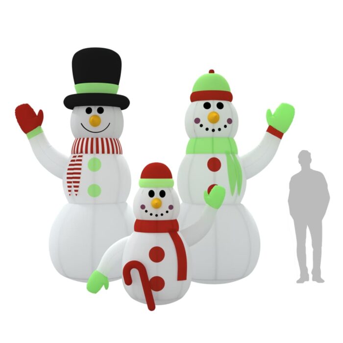 Famille de bonhommes de neige gonflable avec LED 360 cm – Image 9