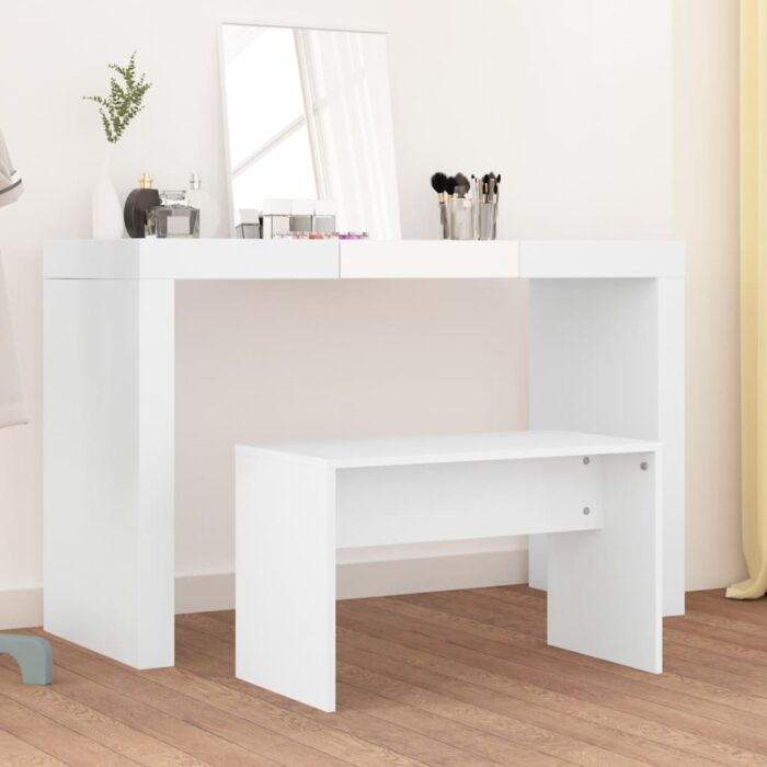 Tabouret de toilette Blanc 70x35x45 cm Bois d'ingénierie – Image 1
