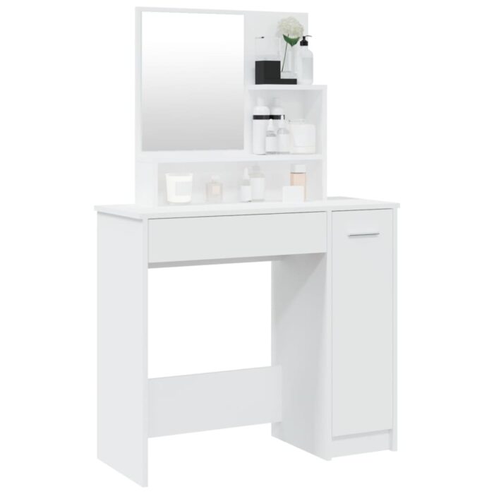 Coiffeuse avec miroir blanc 86,5x35x136 cm – Image 2