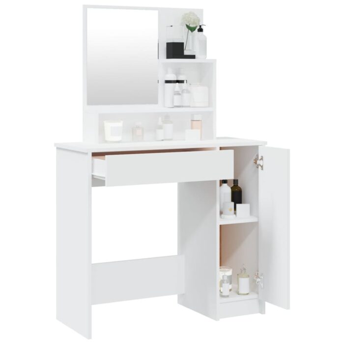 Coiffeuse avec miroir blanc 86,5x35x136 cm – Image 3