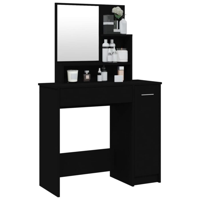 Coiffeuse avec miroir noir 86,5x35x136 cm – Image 2