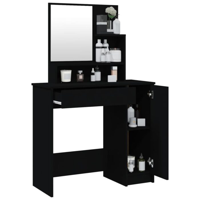 Coiffeuse avec miroir noir 86,5x35x136 cm – Image 3