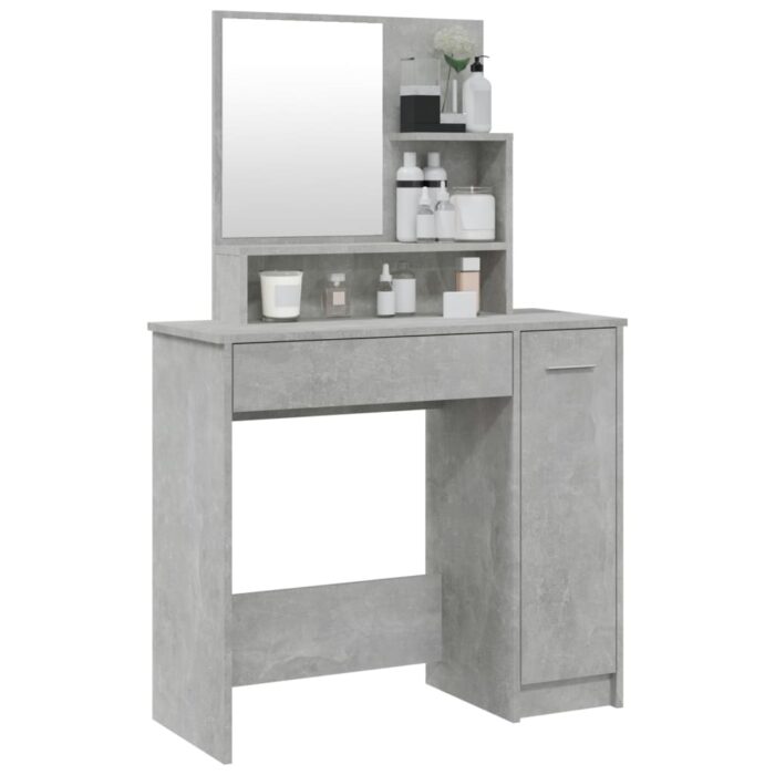 Coiffeuse avec miroir Gris béton 86,5x35x136 cm – Image 2