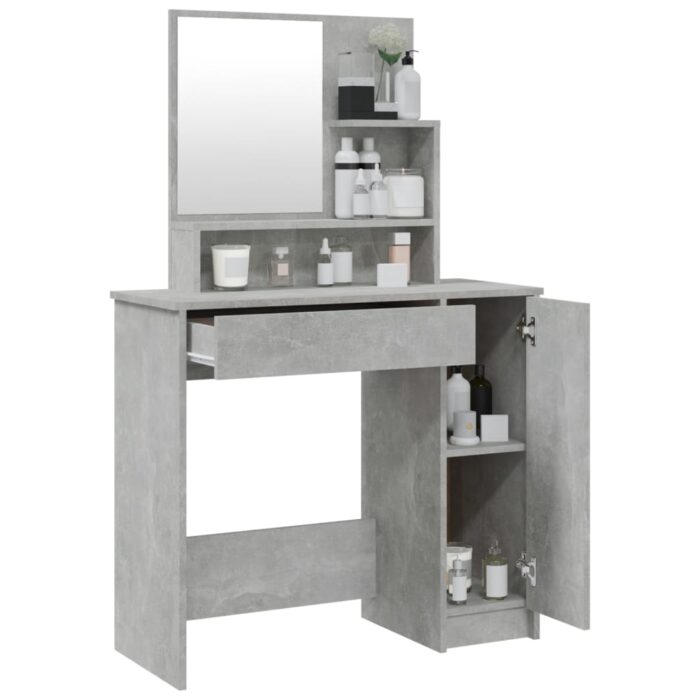 Coiffeuse avec miroir Gris béton 86,5x35x136 cm – Image 3