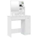 Coiffeuse avec miroir blanc brillant 86,5x35x136 cm – Image 2