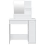 Coiffeuse avec miroir blanc brillant 86,5x35x136 cm – Image 4