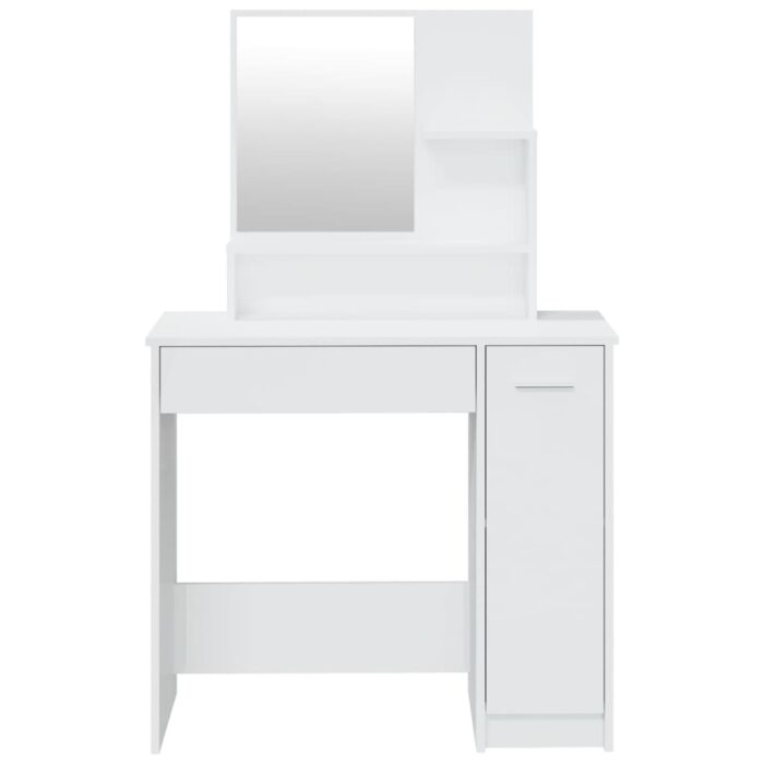 Coiffeuse avec miroir blanc brillant 86,5x35x136 cm – Image 4