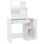Coiffeuse avec miroir blanc brillant 86,5x35x136 cm – Image 5