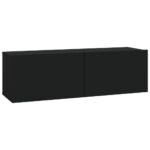Meubles TV muraux 2 pcs noir 100x30x30 cm bois d'ingénierie – Image 3