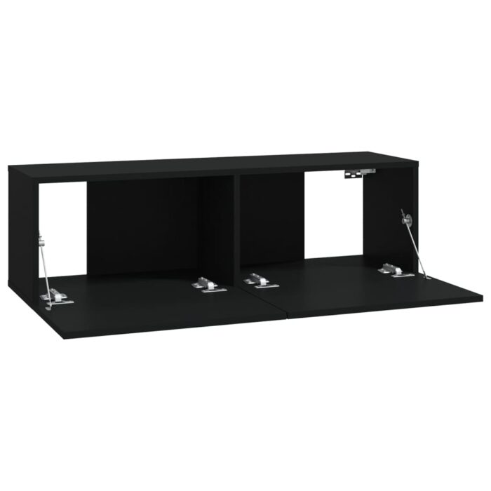 Meubles TV muraux 2 pcs noir 100x30x30 cm bois d'ingénierie – Image 5
