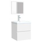 Armoire de salle de bain avec miroir blanc bois d'ingénierie – Image 2
