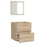 Armoire de bain avec miroir chêne sonoma bois d'ingénierie – Image 4