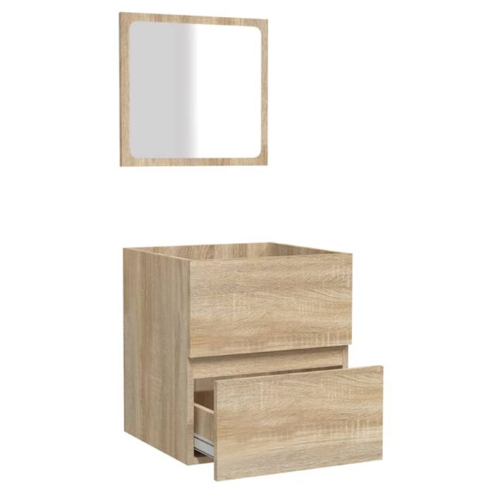 Armoire de bain avec miroir chêne sonoma bois d'ingénierie – Image 4
