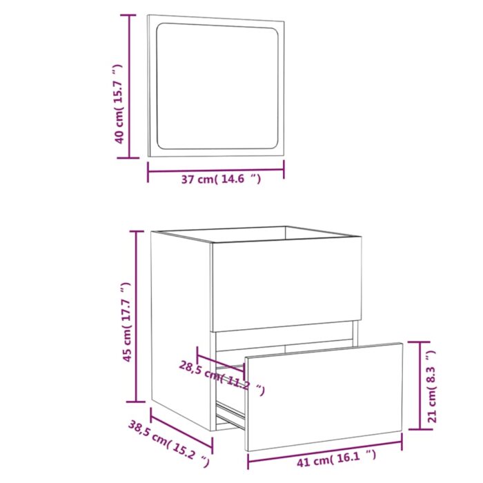 Armoire de bain avec miroir chêne sonoma bois d'ingénierie – Image 8