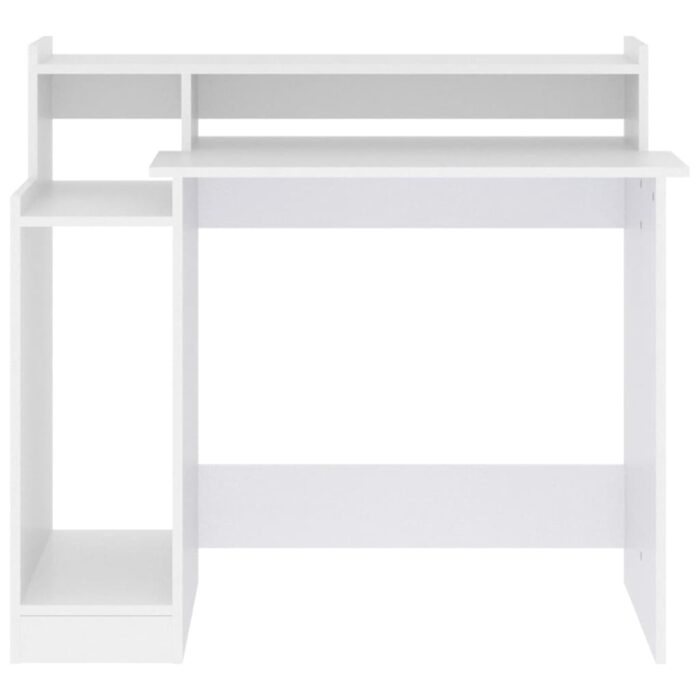 Bureau avec lumières LED Blanc 97x45x90 cm Bois d'ingénierie – Image 6