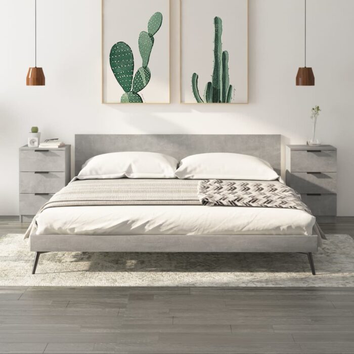 Tables de chevet 2 pcs Gris béton 40x36x65 cm – Image 1