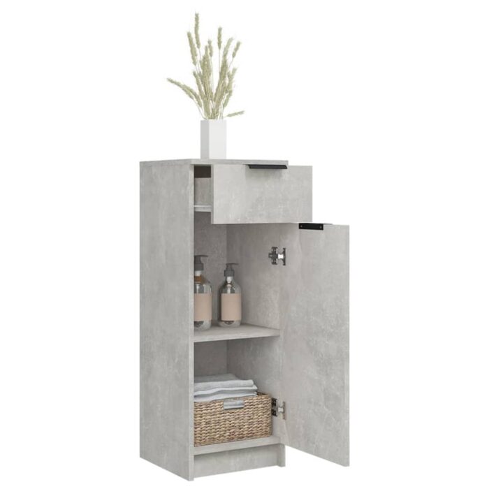Armoire de salle de bain gris béton 32x34x90 cm – Image 3