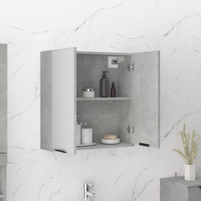 Armoire à miroir de salle de bain Gris béton 64x20x67 cm – Image 2