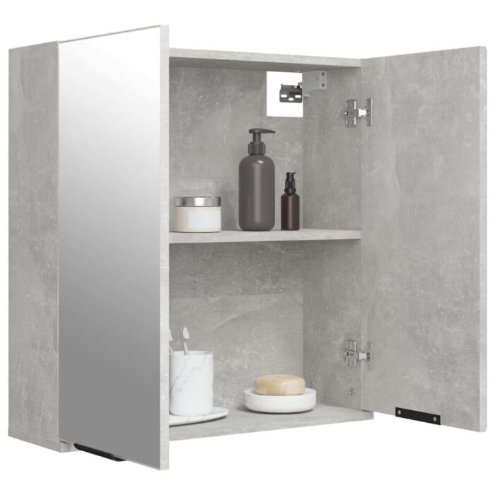 Armoire à miroir de salle de bain Gris béton 64x20x67 cm – Image 3
