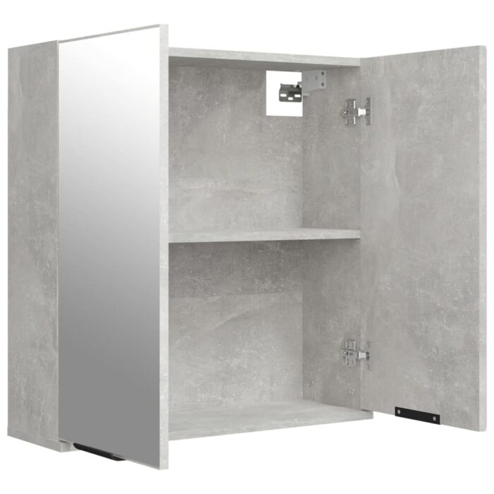 Armoire à miroir de salle de bain Gris béton 64x20x67 cm – Image 7
