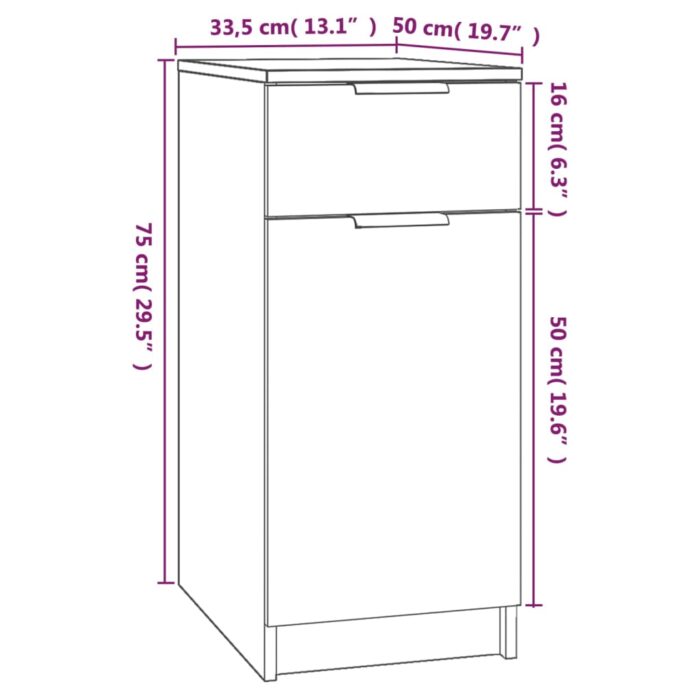 Armoire de bureau Chêne sonoma 33,5x50x75 cm Bois d'ingénierie – Image 7