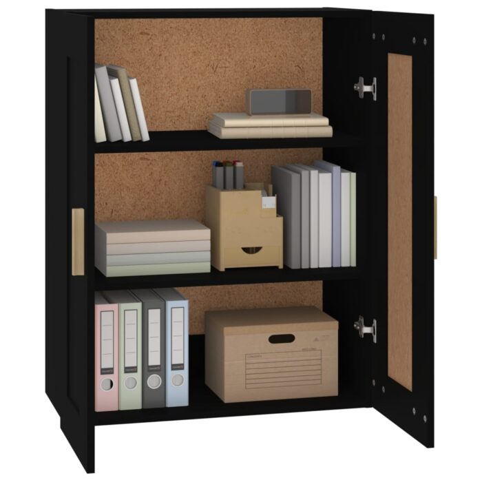 Armoire murale Noir 69,5x32,5x90 cm Bois d'ingénierie – Image 2