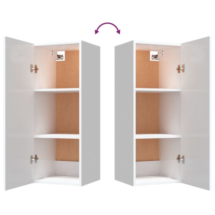 Armoire murale suspendue Blanc brillant 34,5x34x90 cm – Image 7