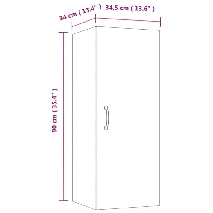 Armoire murale suspendue Blanc brillant 34,5x34x90 cm – Image 9