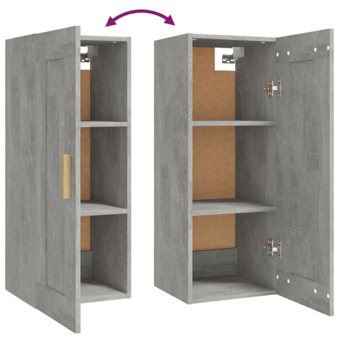 Armoire murale Gris béton 35x34x90 cm Bois d'ingénierie – Image 6