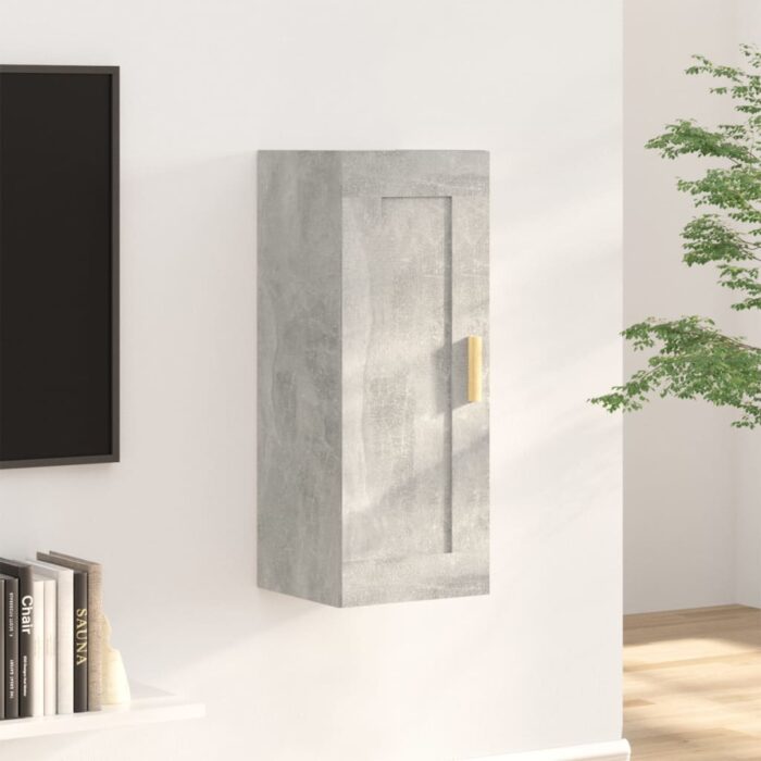 Armoire murale Gris béton 35x34x90 cm Bois d'ingénierie – Image 1