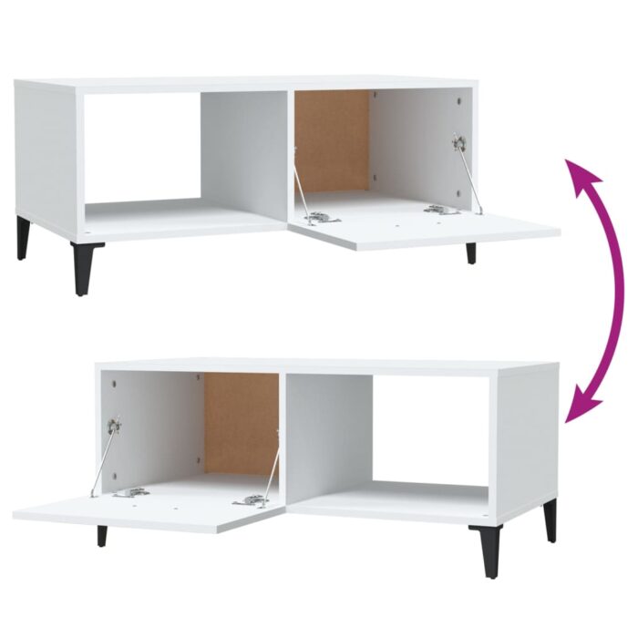 Table basse blanc 90x50x40 cm bois d'ingénierie – Image 7