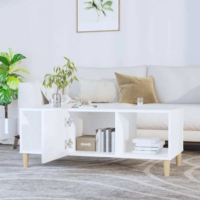 Table basse blanc 102x50x40 cm bois d'ingénierie – Image 4
