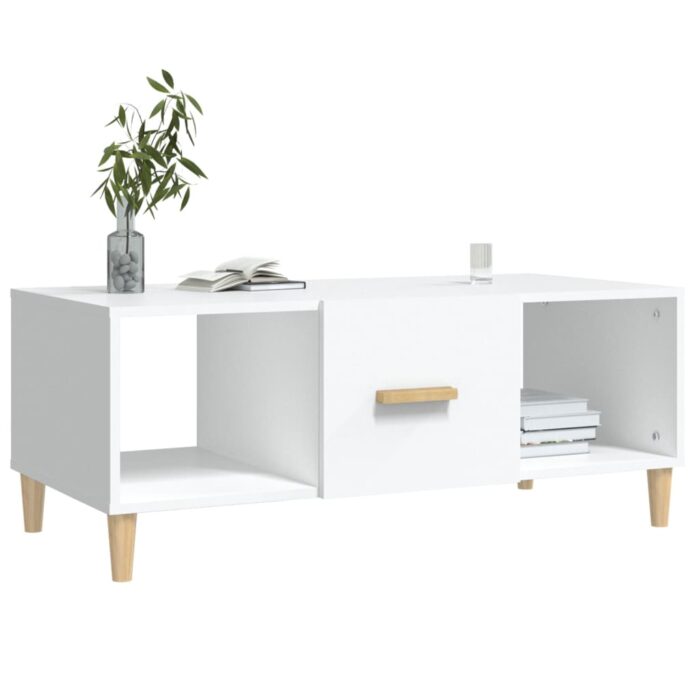 Table basse blanc 102x50x40 cm bois d'ingénierie – Image 5