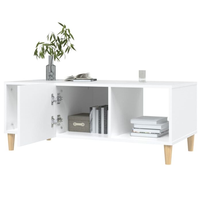 Table basse blanc 102x50x40 cm bois d'ingénierie – Image 6