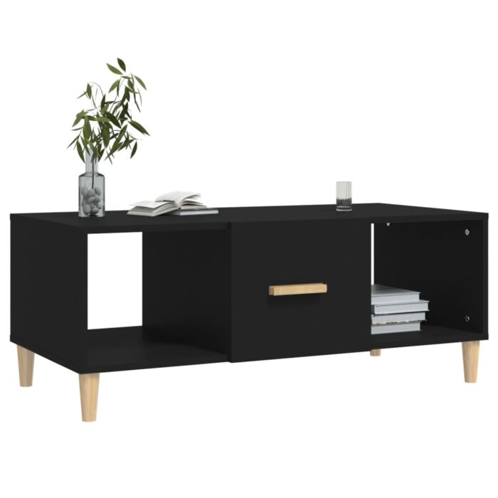 Table basse noir 102x50x40 cm bois d'ingénierie – Image 5