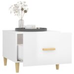Table basse Blanc brillant 50x50x40 cm Bois d'ingénierie – Image 2