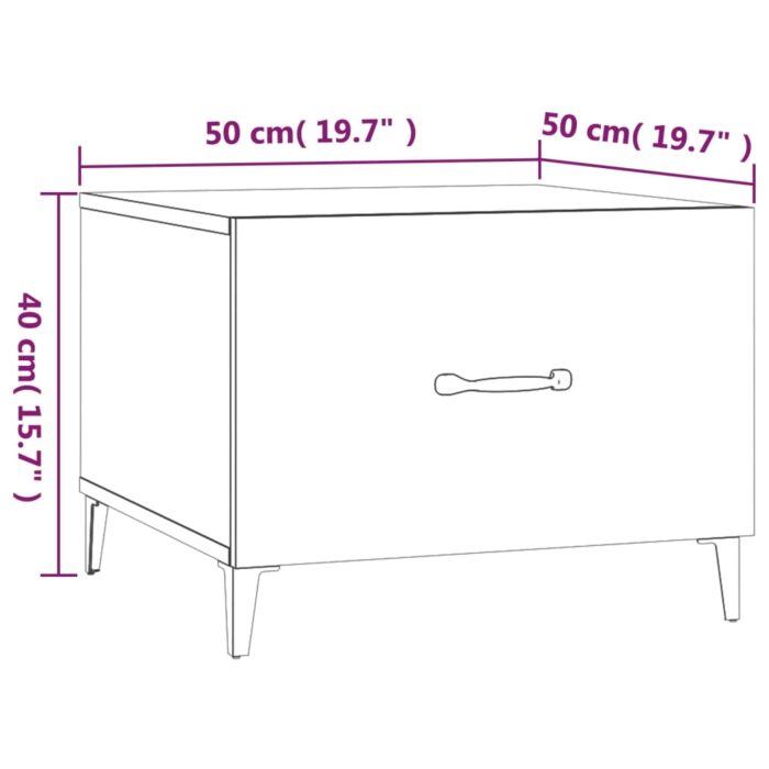 Tables basses avec pieds en métal 2 pcs Blanc 50x50x40 cm – Image 8