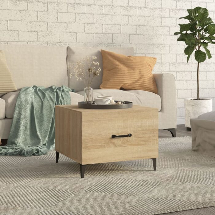 Table basse avec pieds en métal Chêne sonoma 50x50x40 cm – Image 1