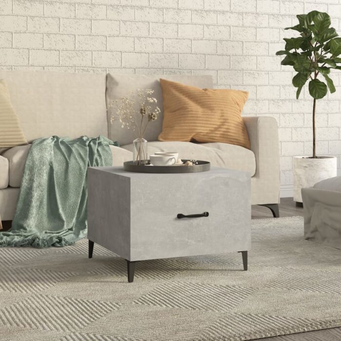 Table basse avec pieds en métal Gris béton 50x50x40 cm – Image 1