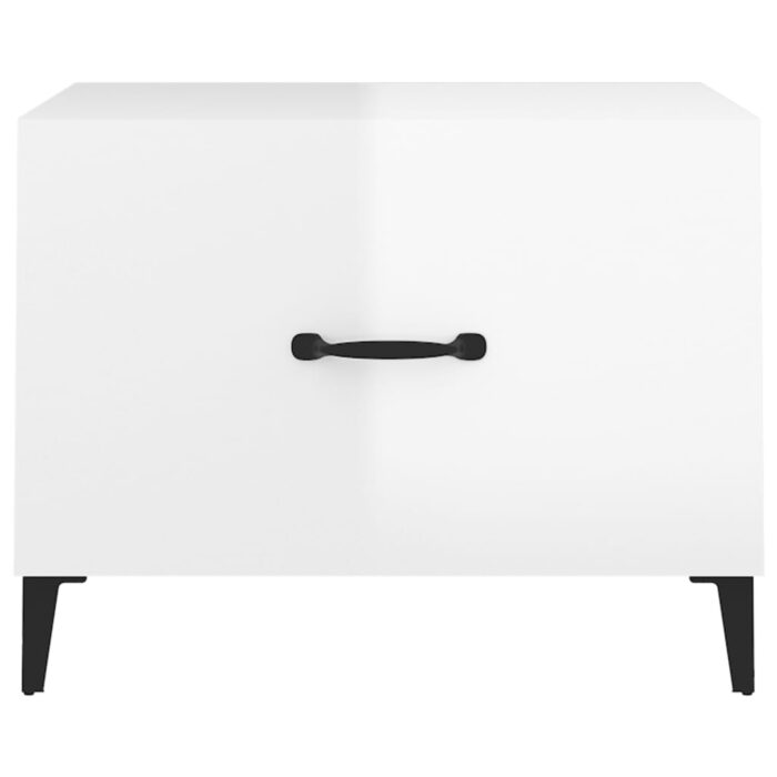 Table basse avec pieds en métal Blanc brillant 50x50x40 cm – Image 4