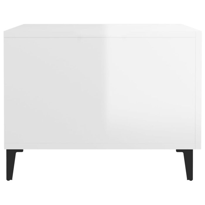 Table basse avec pieds en métal Blanc brillant 50x50x40 cm – Image 5